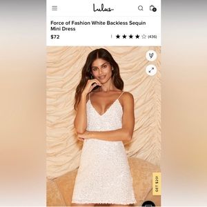 NWT Force of Fashion White Backless Sequin Lulu’s Dress